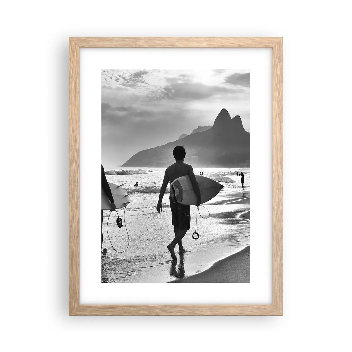 Pôster com moldura de carvalho claro - Samba para uma onda - 30x40 cm