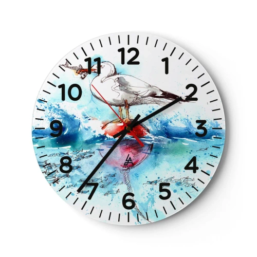 Relógio de parede - Relógio em vidro - Pesca bem sucedida - 30x30 cm