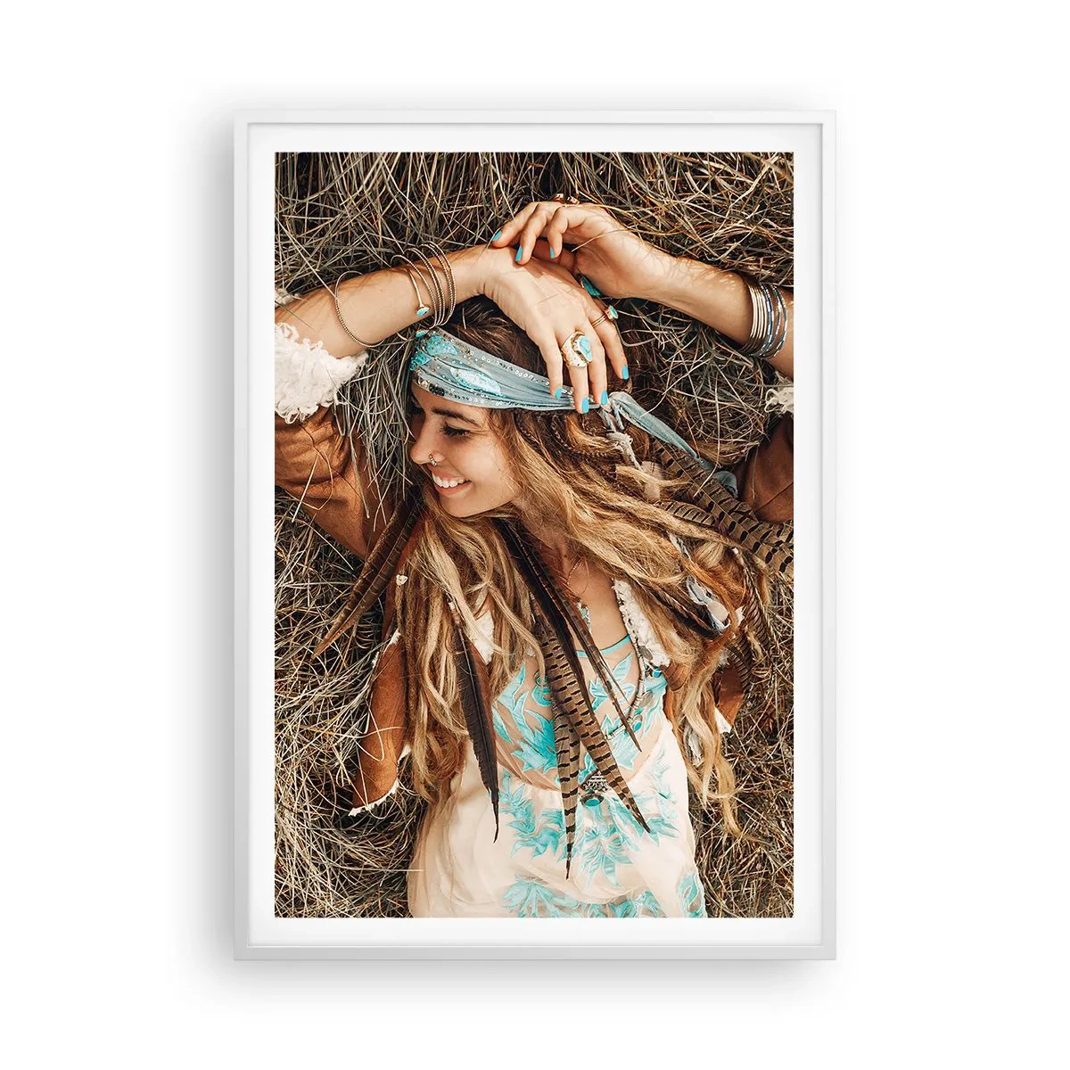 Pôster em moldura branca - A caminho do verão do amor - 70x100 cm