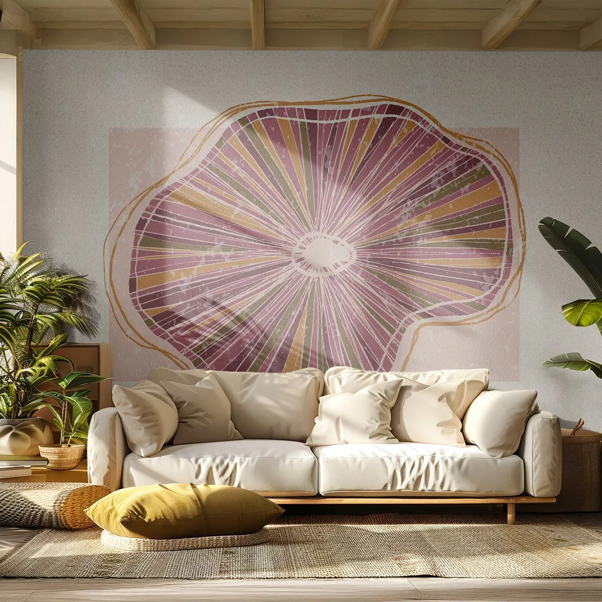 Papel de Parede Autocolante Deluxe Sticker - Abstração radiante - Boho, Minimalismo, Abstração - 150x105 cm