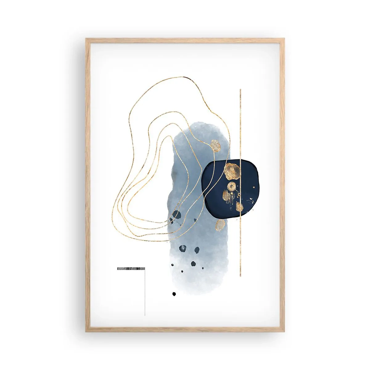Pôster com moldura de carvalho claro - Fantasia azul e dourada - 61x91 cm