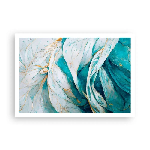 Pôster - Abstração azul com lema dourado - 100x70 cm