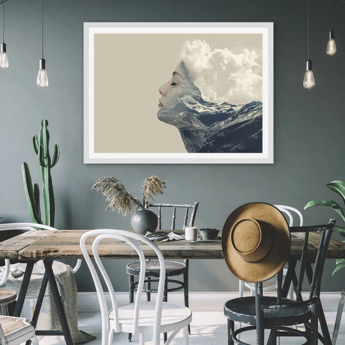 Pôster em moldura branca - A beleza dos elementos da natureza - 100x70 cm