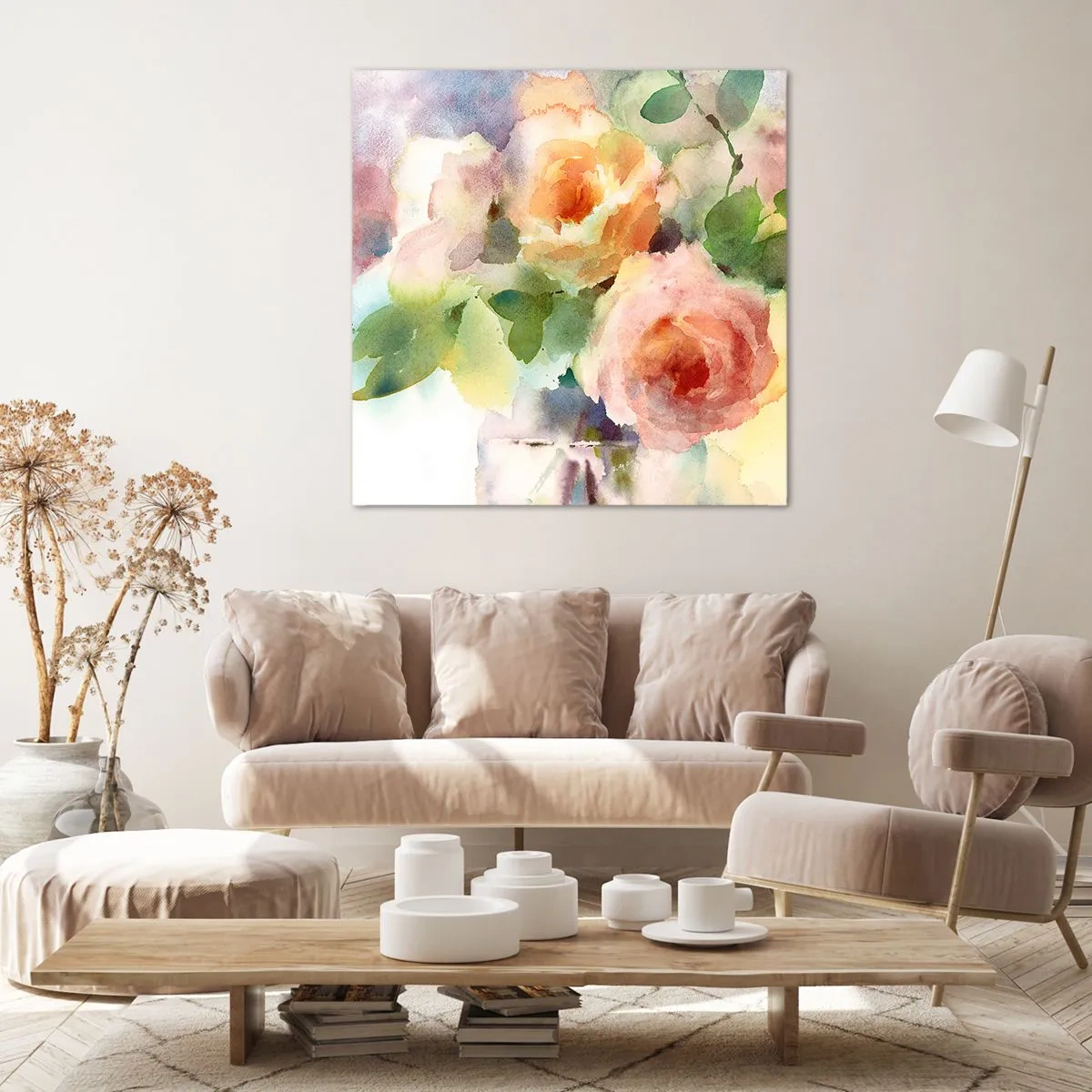 Quadro em tela - Delicado como uma aquarela - 30x30 cm
