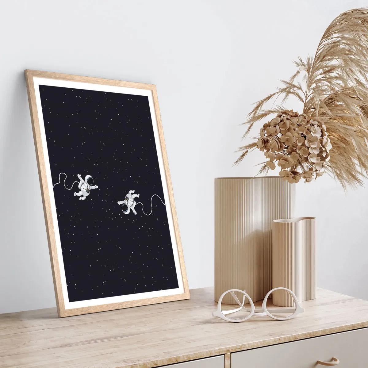 Pôster com moldura de carvalho claro - Emaranhado Cósmico - 61x91 cm