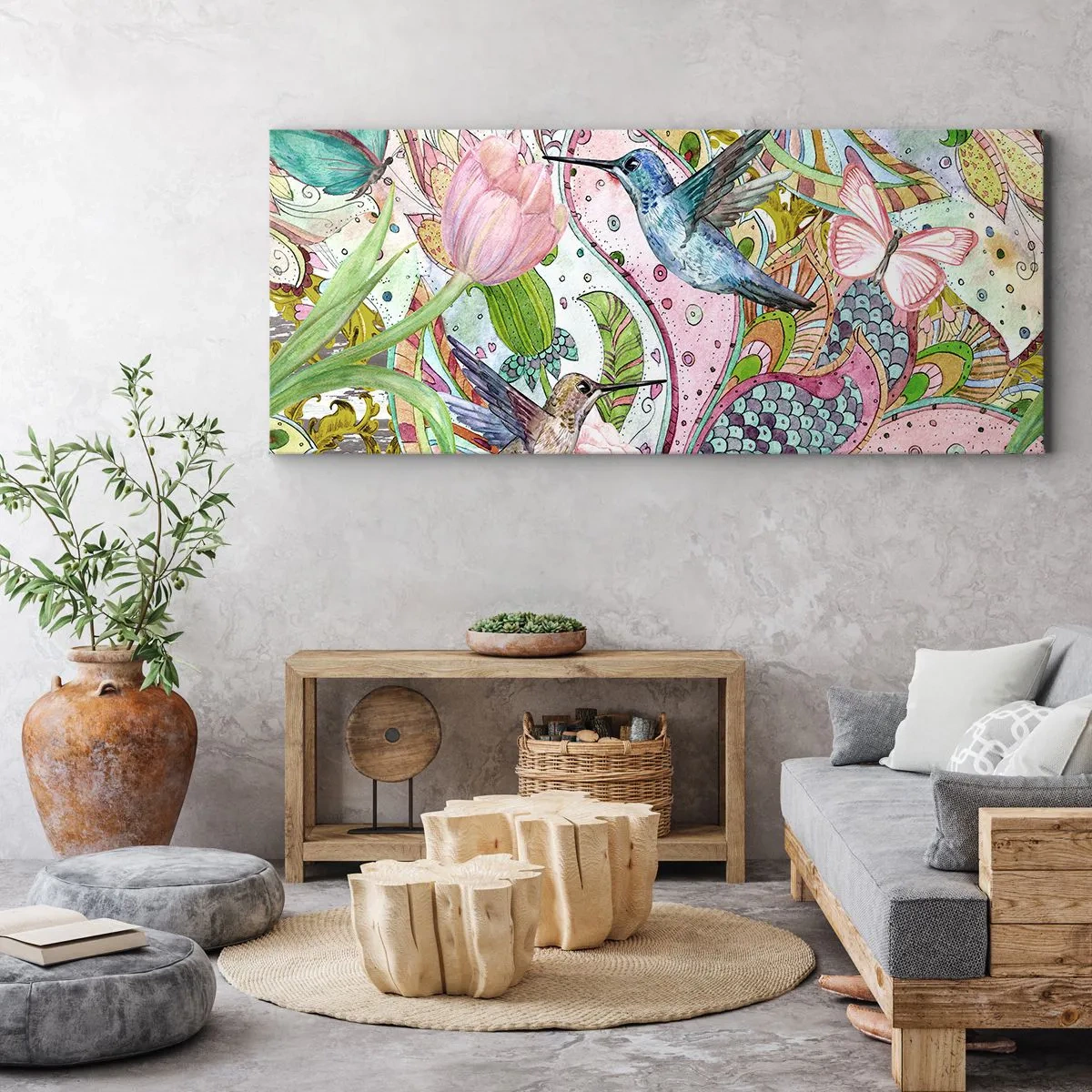 Quadro em tela - Emaranhados em trepadeiras - 100x40 cm