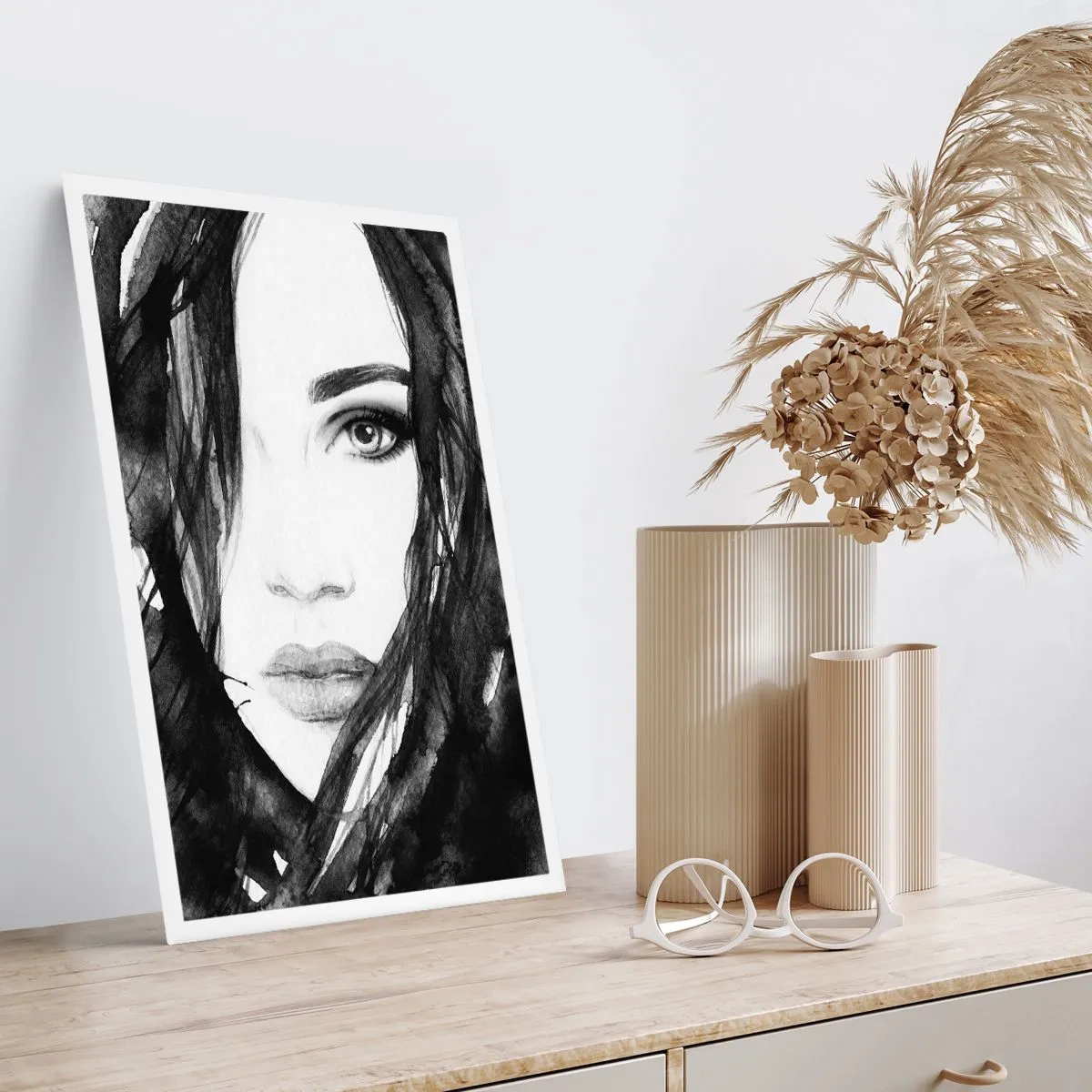 Pôster - Retrato de uma dama a preto e branco - 40x50 cm
