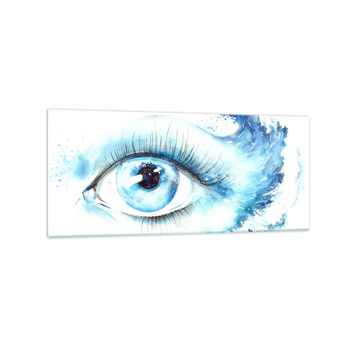 Quadro em vidro - Mergulho no olhar azul - 120x50 cm