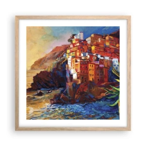 Pôster com moldura de carvalho claro - Vibrações italianas - 50x50 cm