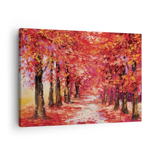 Quadro em tela - Um beco pitoresco com cores outonais no estilo impressionista - 70x50cm - Impressão de outono - Decoração de parede moderna para a sala de estar e quarto ARTTOR