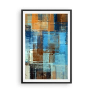 Pôster com moldura preta - Através da cortina azul - 61x91 cm