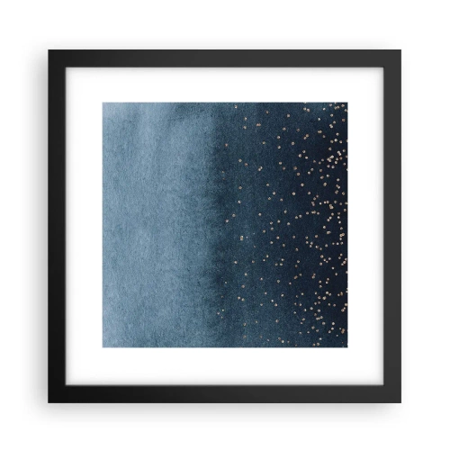 Pôster com moldura preta - Composição – fases azuis - 30x30 cm