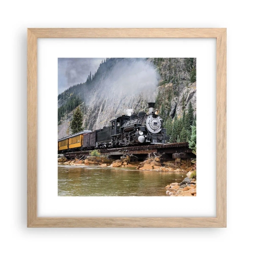 Pôster com moldura de carvalho claro - Para onde? Onde? - 30x30 cm