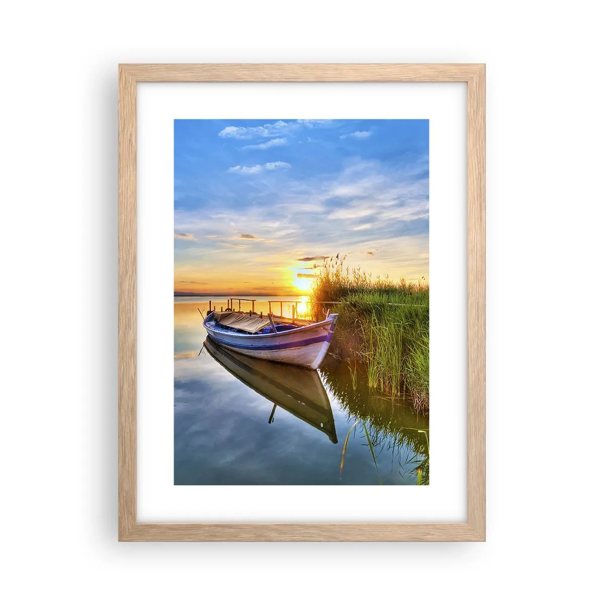 Pôster com moldura de carvalho claro - Enseada de sonhos realizados - 30x40 cm