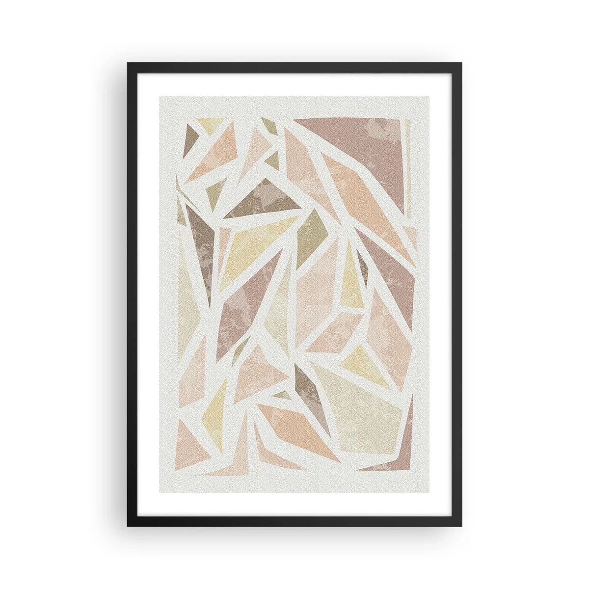 Pôster com moldura preta - Abstração geométrica em tons pastel - 50x70cm - Composição de vitral - Decoração de parede moderna para a sala de estar e quarto ARTTOR