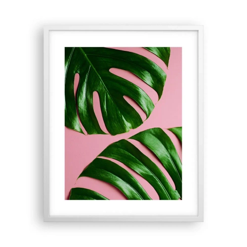 Pôster em moldura branca - Encontro verde - 40x50 cm