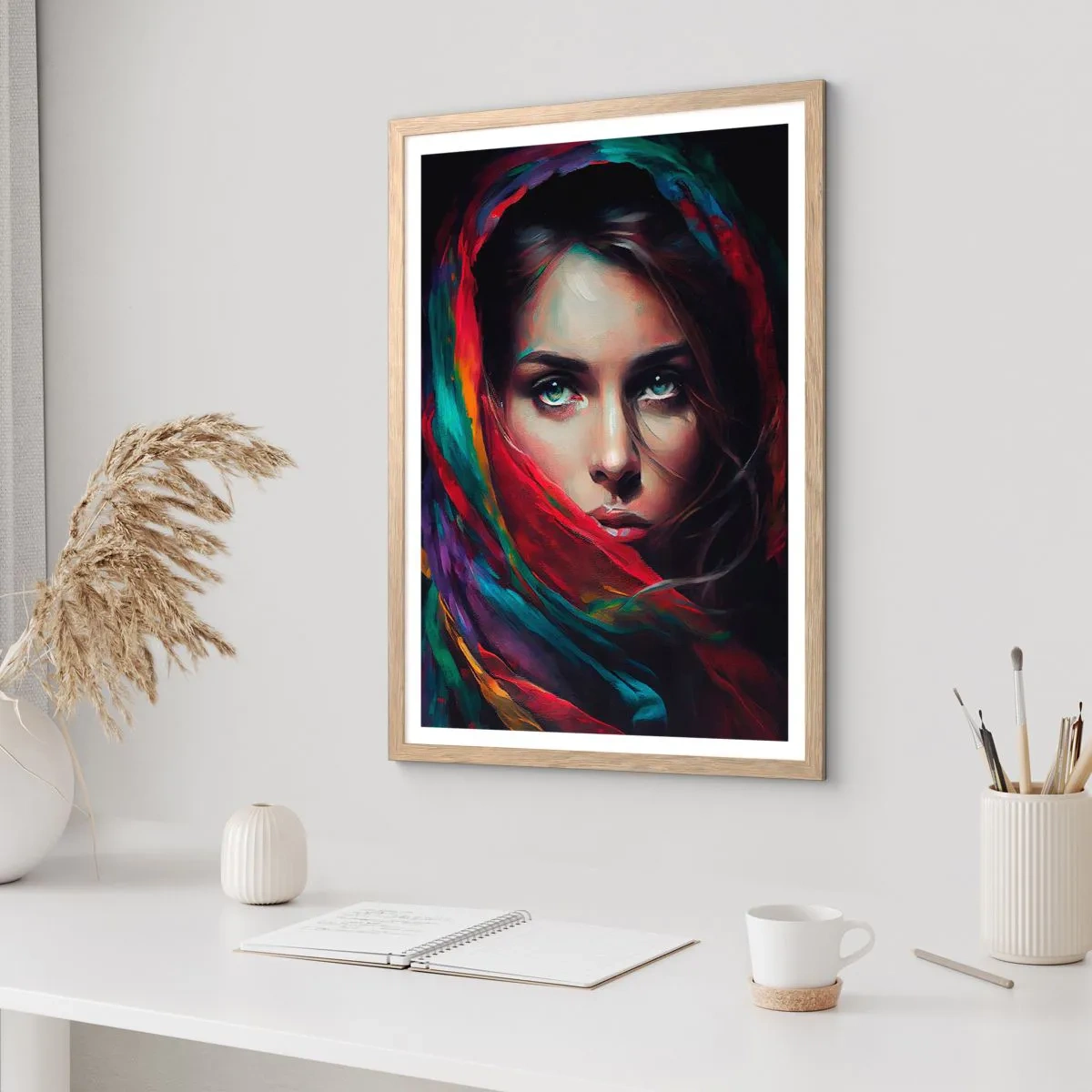 Pôster com moldura de carvalho claro - Mistério de olhos verdes - 50x70 cm