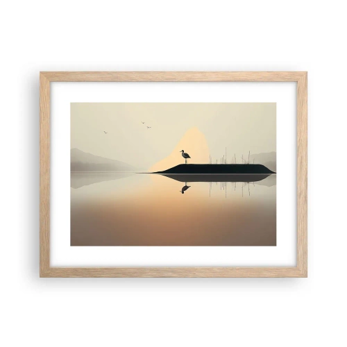 Pôster com moldura de carvalho claro - Senhor no lago - 40x30 cm