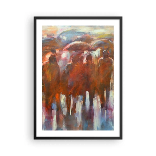 Pôster com moldura preta - Figuras abstratas em tons quentes - 50x70cm - Iguais na chuva e no nevoeiro - Decoração de parede moderna para a sala de estar e quarto ARTTOR