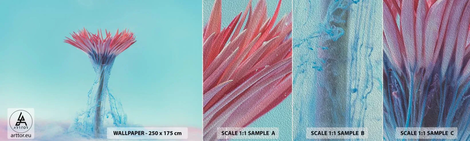 Amostra de papel de parede Premium Sand - Num abraço revigorante - Abstração, Flor, Pedaço - 100x30 cm