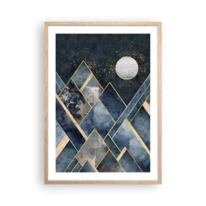 Pôster com moldura de carvalho claro - Paisagem geométrica - 50x70 cm