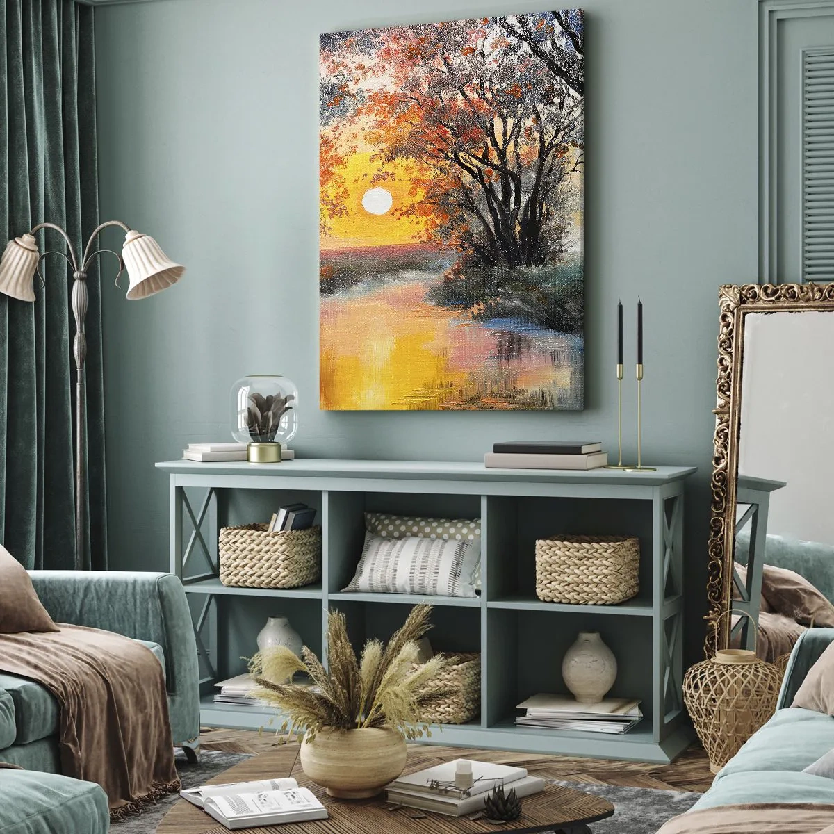 Quadro em tela - Vibrações de outono - 55x100 cm