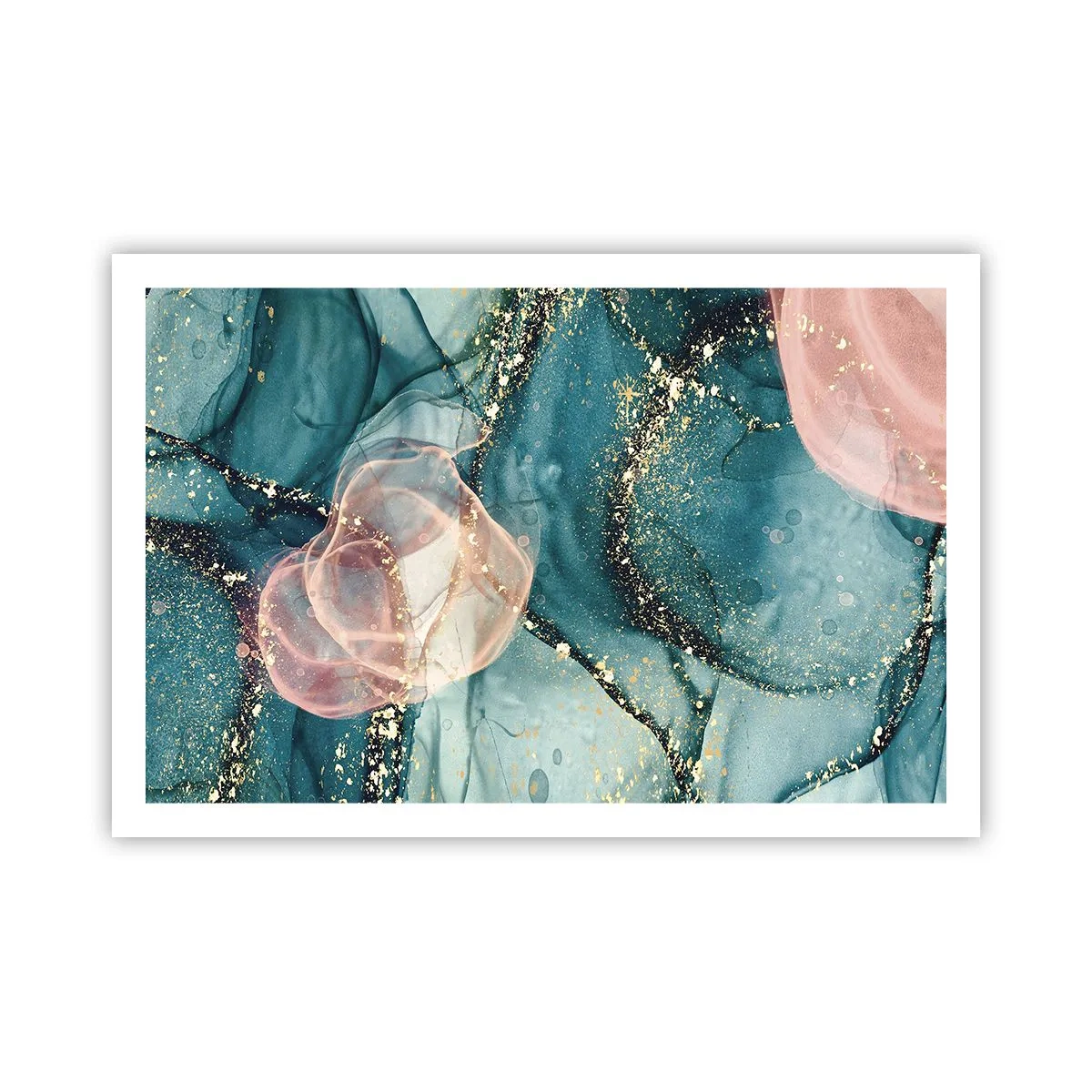 Pôster - Azul seda, rosa tule - 91x61 cm