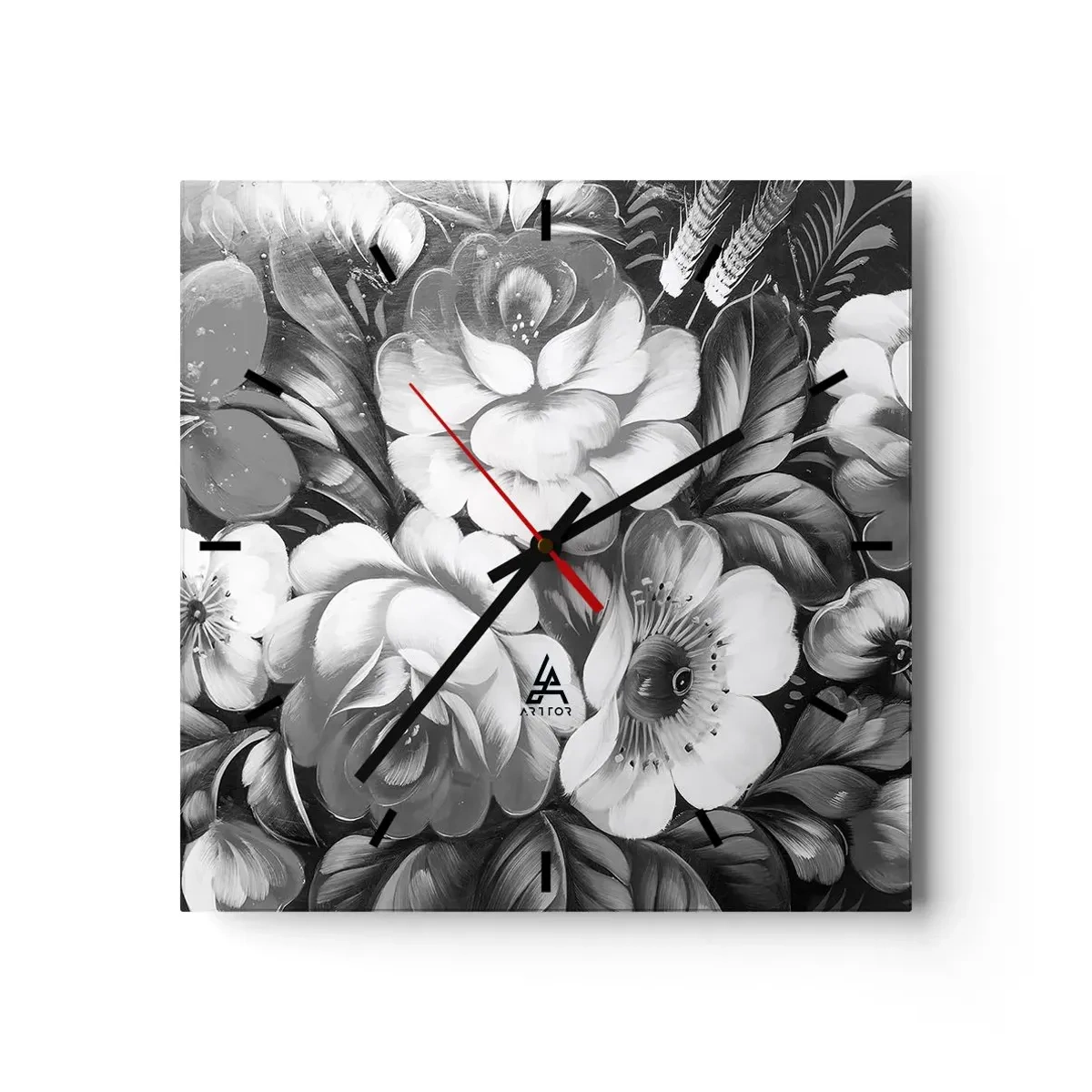 Relógio de parede - Relógio em vidro - A beleza em cinza - 30x30 cm