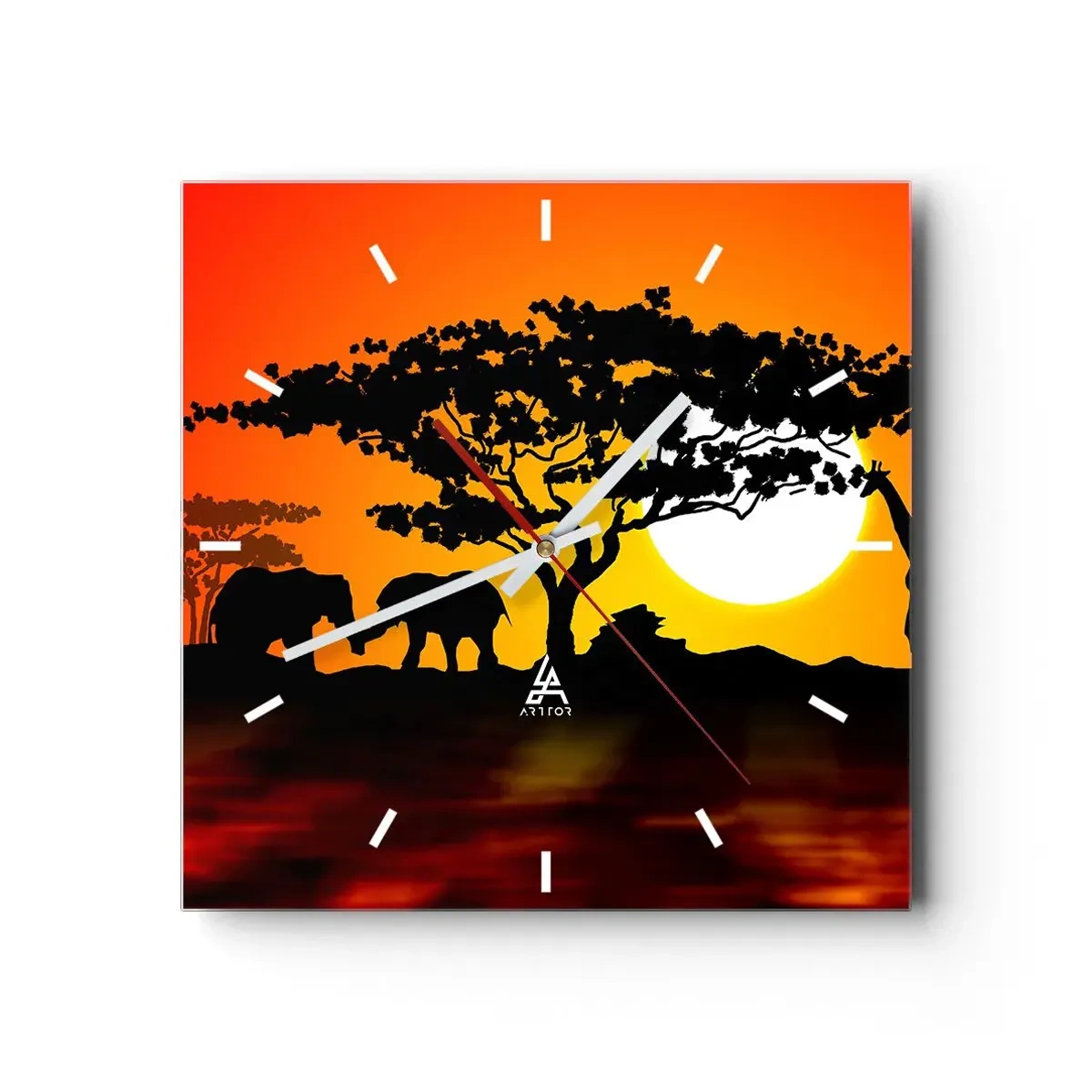 Relógio de parede - Relógio em vidro - Encontro na savana - 30x30 cm
