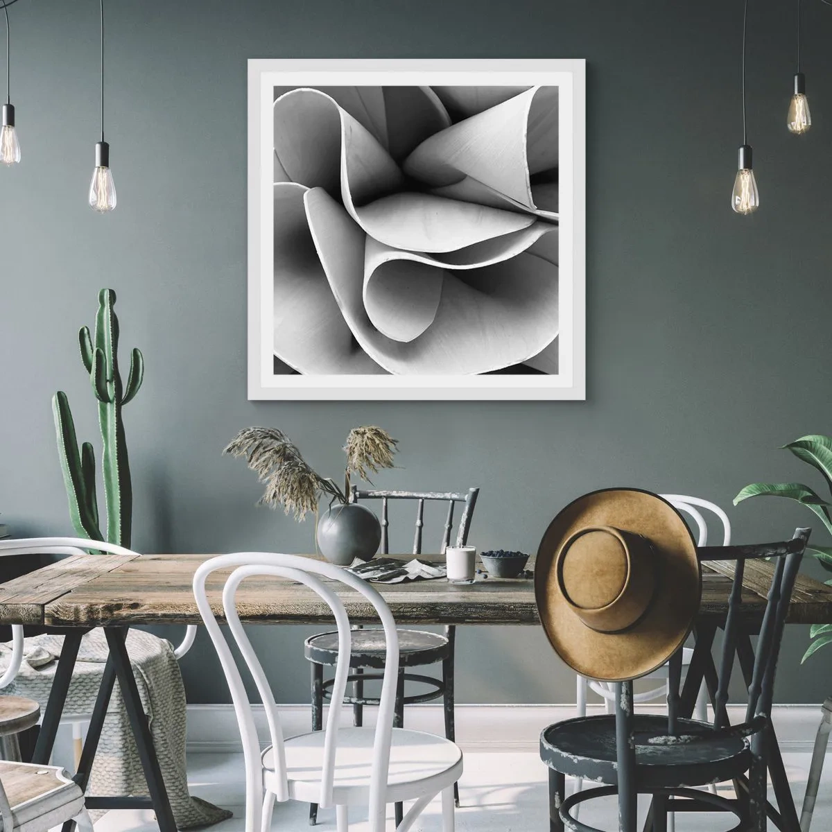 Pôster em moldura branca - Acontece no espaço - 30x30 cm