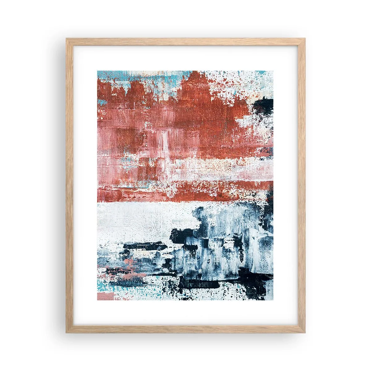 Pôster com moldura de carvalho claro - Meio a meio abstrato - 40x50 cm