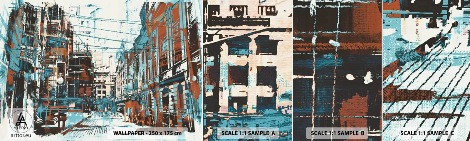 Amostra de Papel de Parede Standard Eco - Um desgastado percurso urbano - Cidade, Arquitetura, Pedaço - 100x30 cm