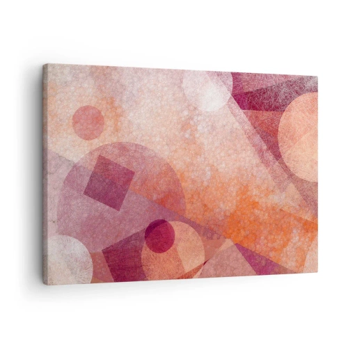 Quadro em tela - Formas geométricas abstratas em tons pastéis de rosa - 70x50cm - Transformações geométricas em rosa - Decoração de parede moderna para a sala de estar e quarto ARTTOR