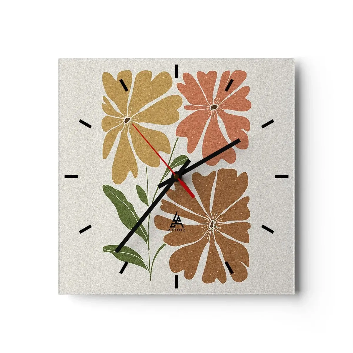 Relógio de parede - Relógio em vidro - Natureza e geometria - 30x30 cm