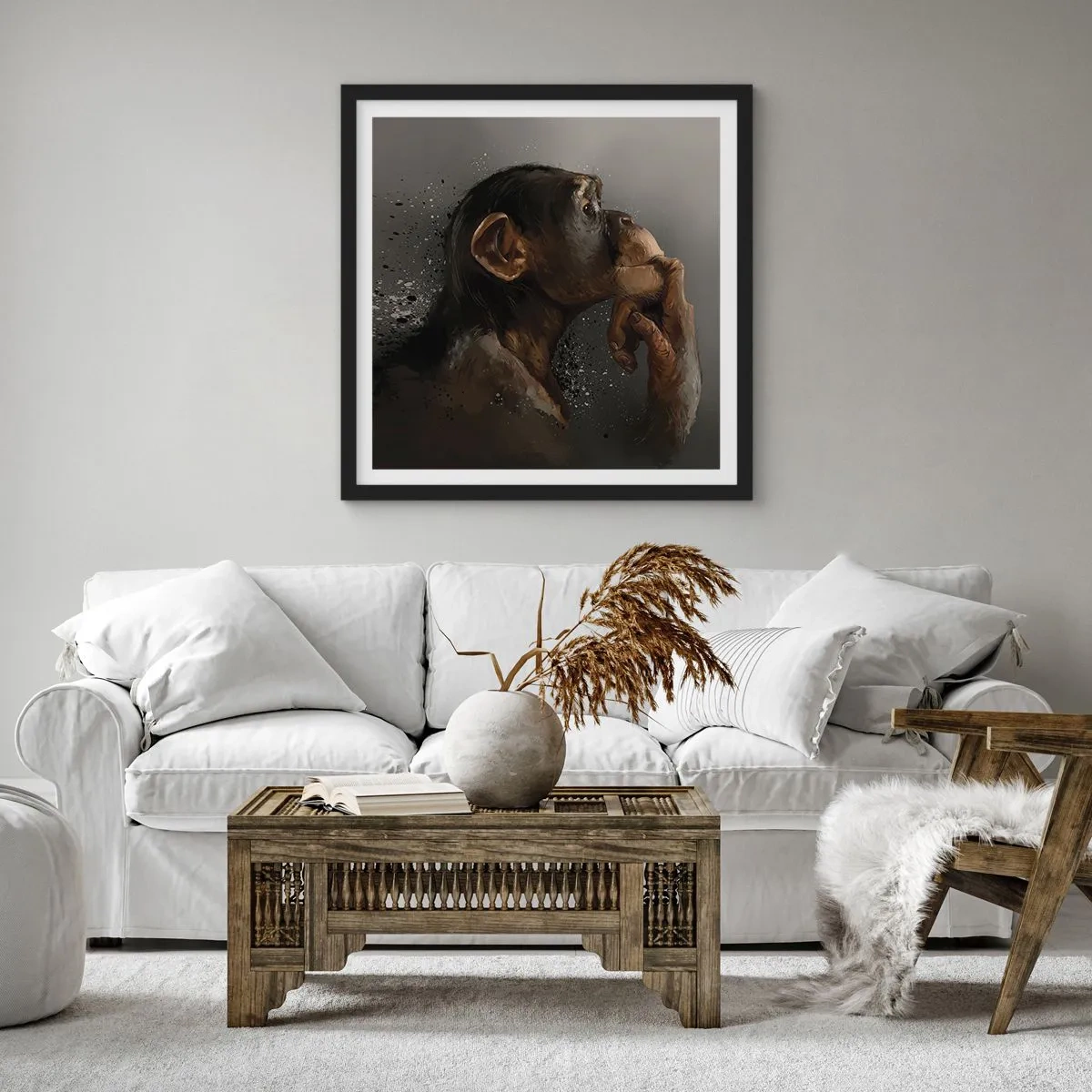 Pôster com moldura preta - Certamente um pensador - 60x60 cm