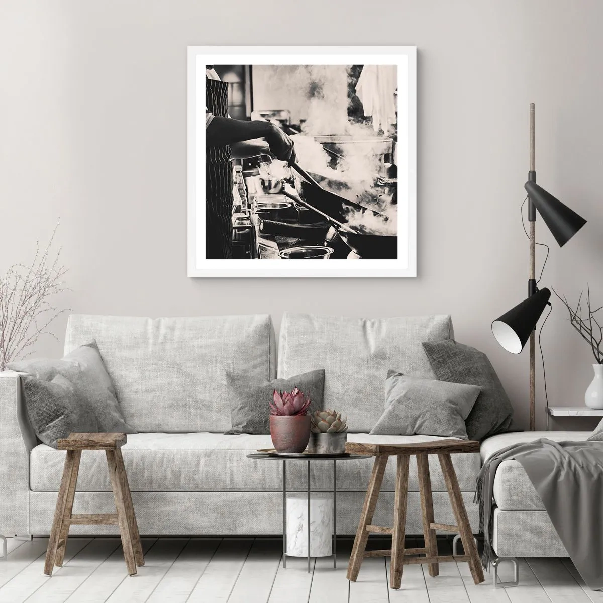 Pôster em moldura branca - Alquimia de sabores - 60x60 cm