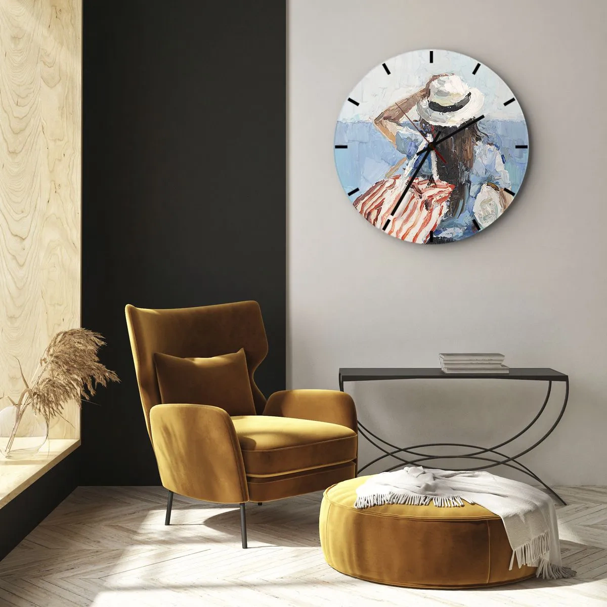 Relógio de parede - Relógio em vidro - Bem-vindo às suas férias - 40x40 cm