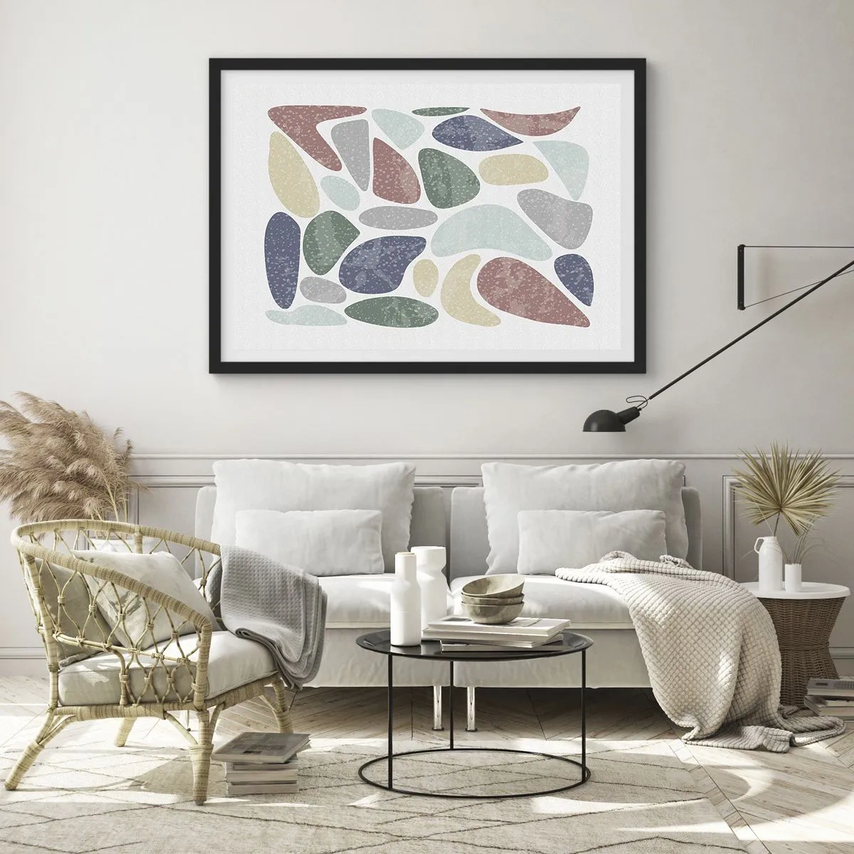 Pôster com moldura preta - Um mosaico de cores em pó - 70x50 cm