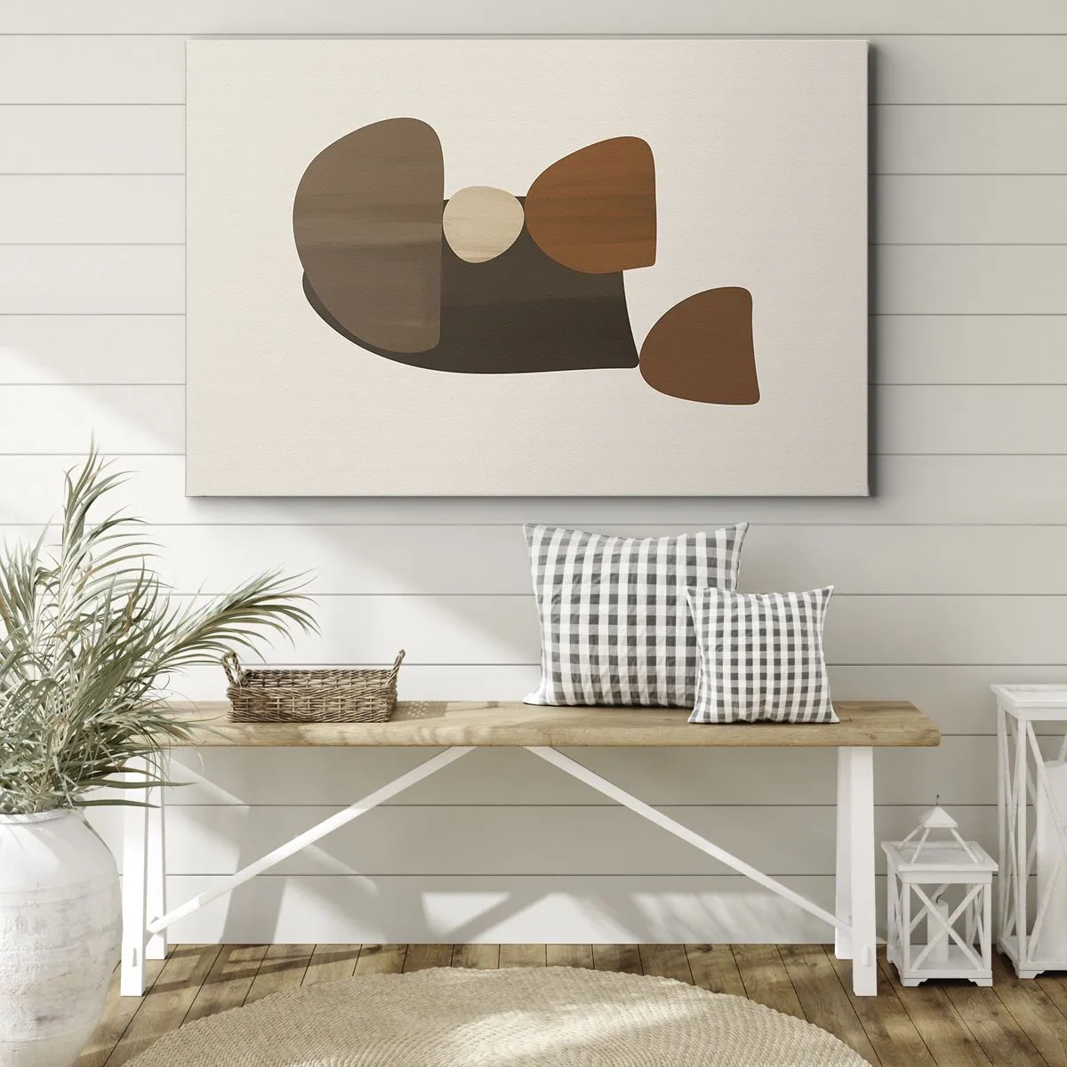 Quadro em tela - Composição abstrata em tons de marrom e bege - 70x50cm - Composição em bronze - Decoração de parede moderna para a sala de estar e quarto ARTTOR