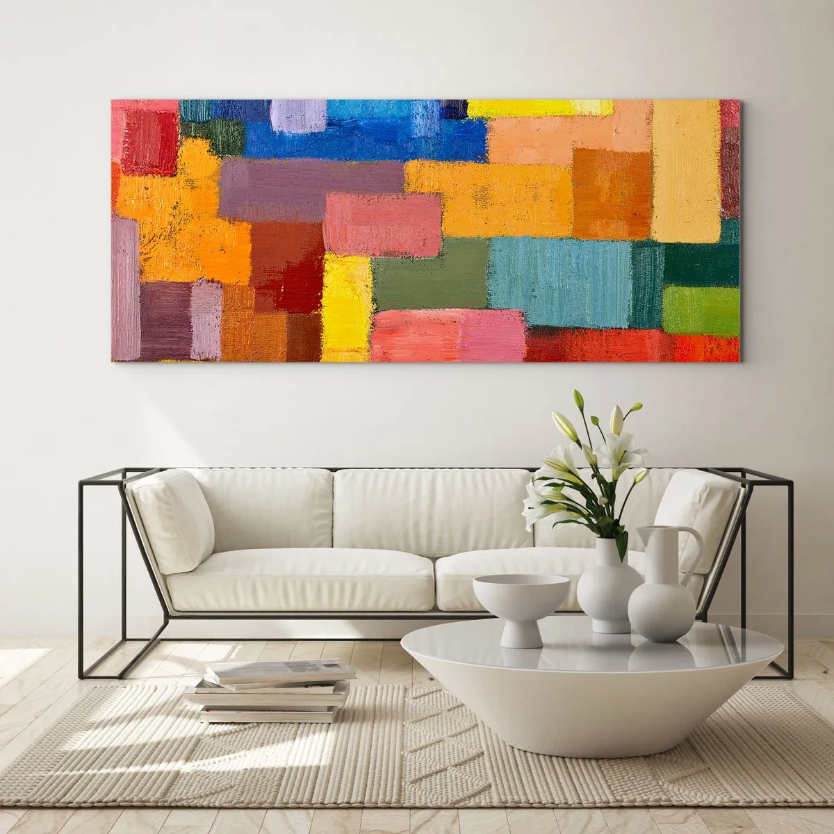 Quadro em vidro - Cada um diferente, todos coloridos - 140x50 cm