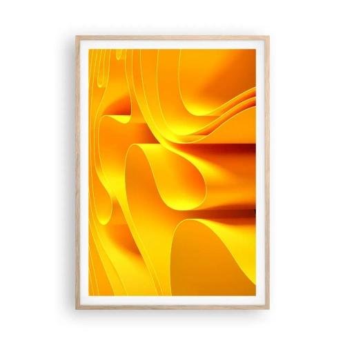 Pôster com moldura de carvalho claro - Como as ondas do sol - 70x100 cm