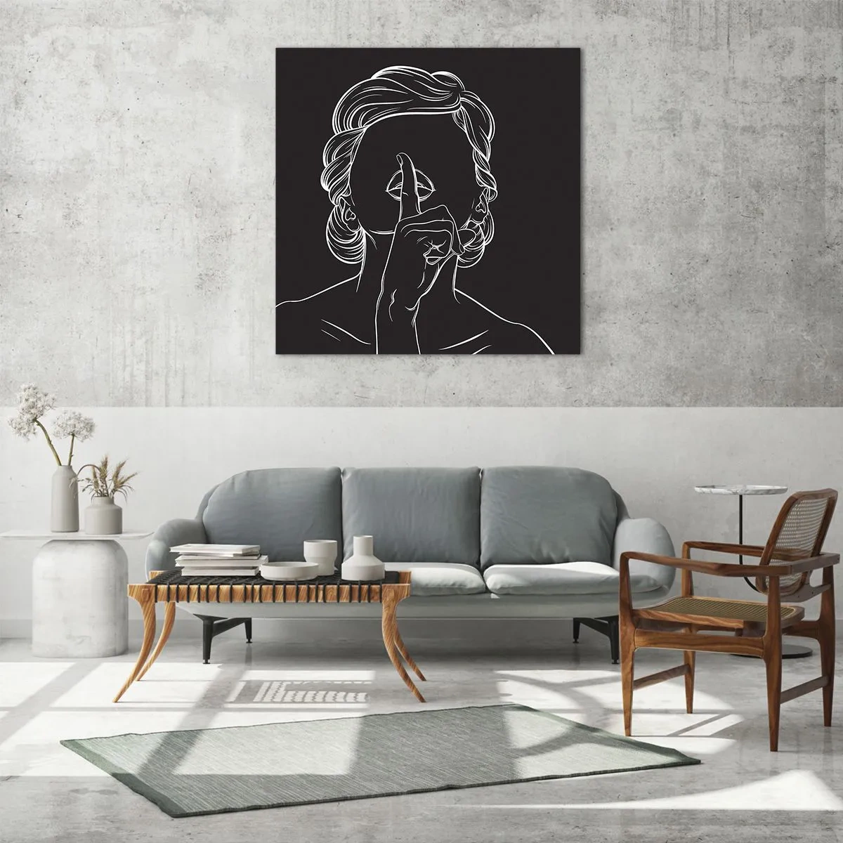 Quadro em vidro - A beleza floresce em silêncio - 70x70 cm