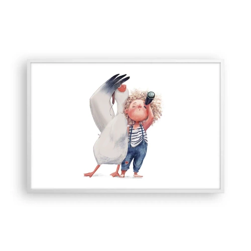 Pôster em moldura branca - O itinerário da grande viagem - 91x61 cm