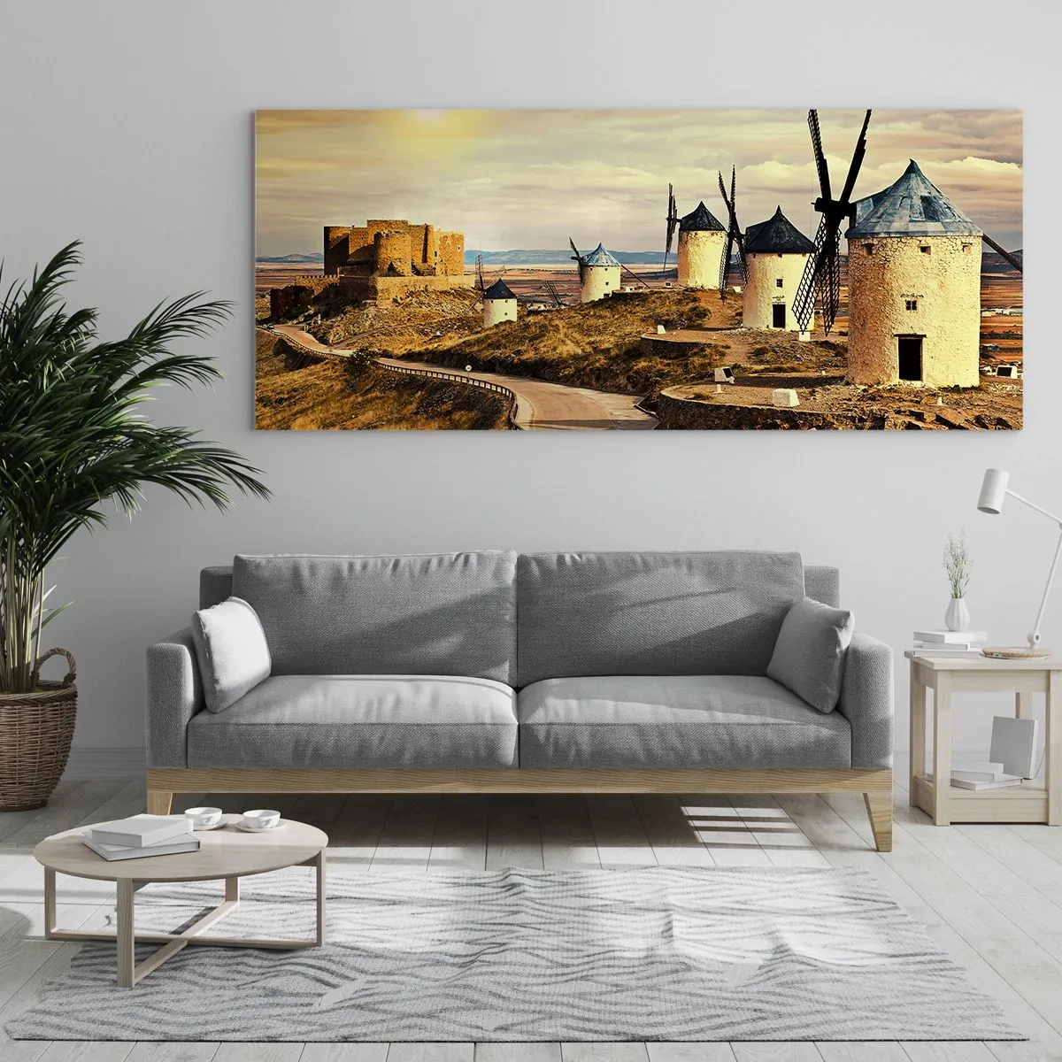 Quadro em vidro - Dom Quixote está prestes a aparecer - 100x40 cm
