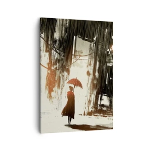 Quadro em tela - A poesia do guarda-chuva vermelho - 50x70 cm