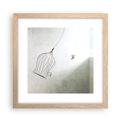 Pôster com moldura de carvalho claro - Enfim a liberdade - 30x30 cm