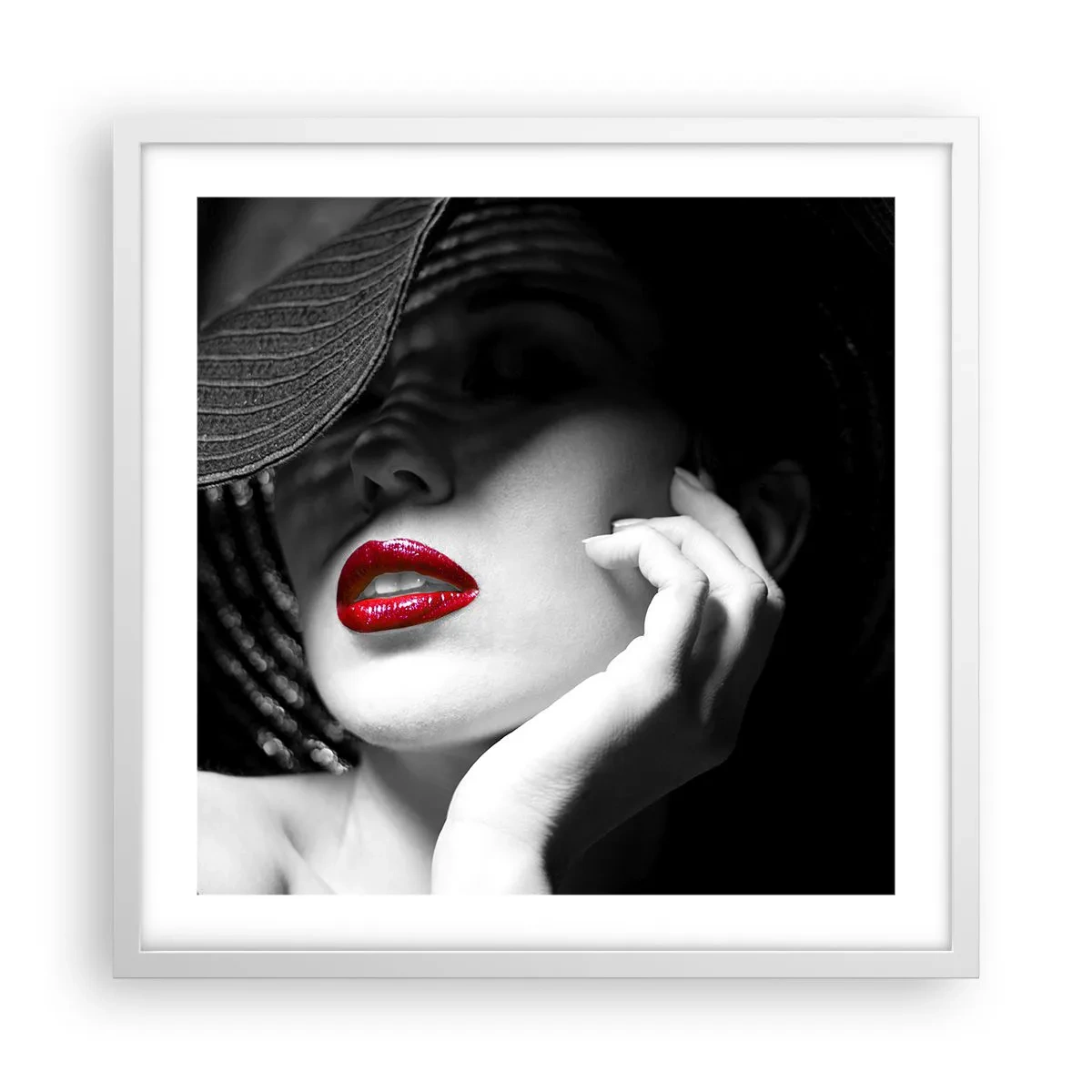 Pôster em moldura branca - Um estudo em vermelho - 50x50 cm