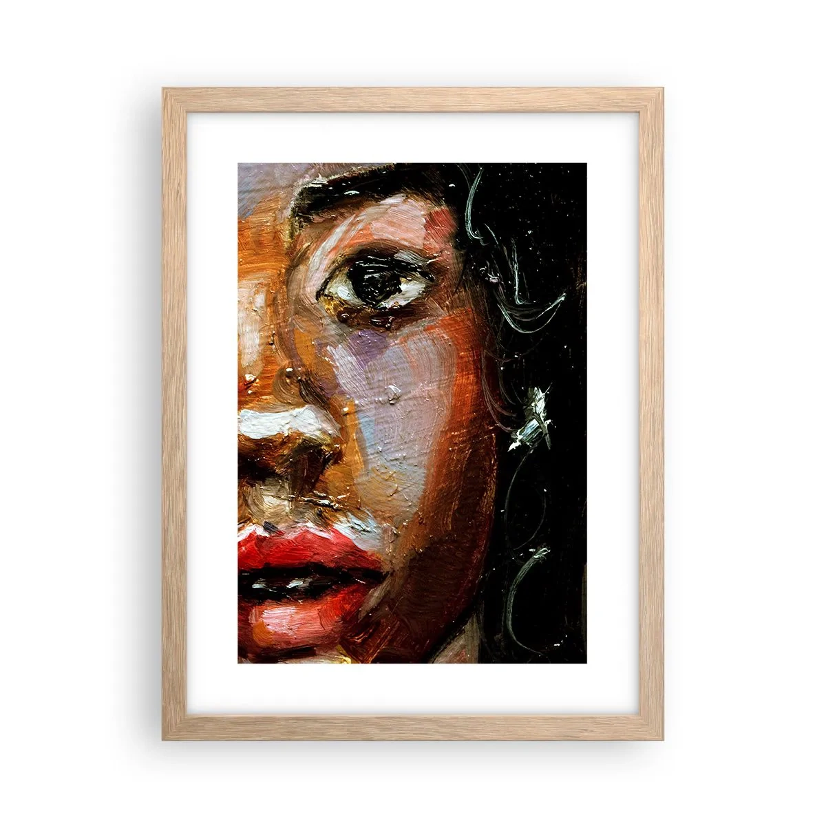 Pôster com moldura de carvalho claro - Preto e brilho - 30x40 cm