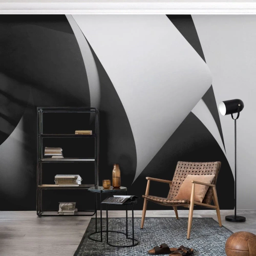 Papel de Parede Premium Sand - Planos de luz das profundezas da sombra - 3D, Subjugado, Formas - 200x140 cm