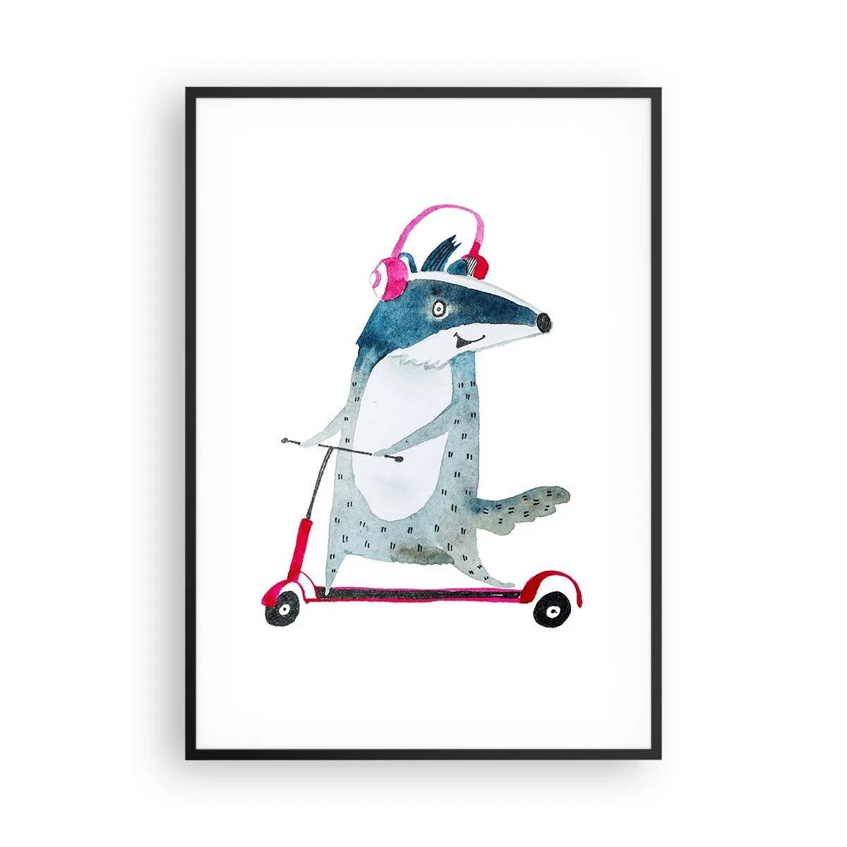 Pôster com moldura preta - A alegria do texugo - 70x100 cm